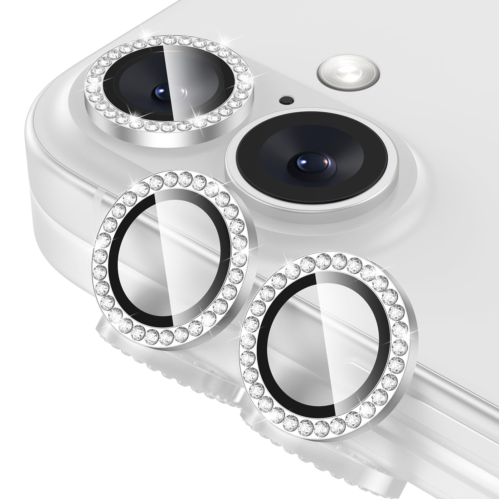 Tensea for iPhone 13 mini/iPhone 13 Camera Lens Protector, 9H Tempered Glass Camera Cover Screen Protector Metal Individual Ring for iPhone 13mini 5.4 inch /13 6.1 inch
