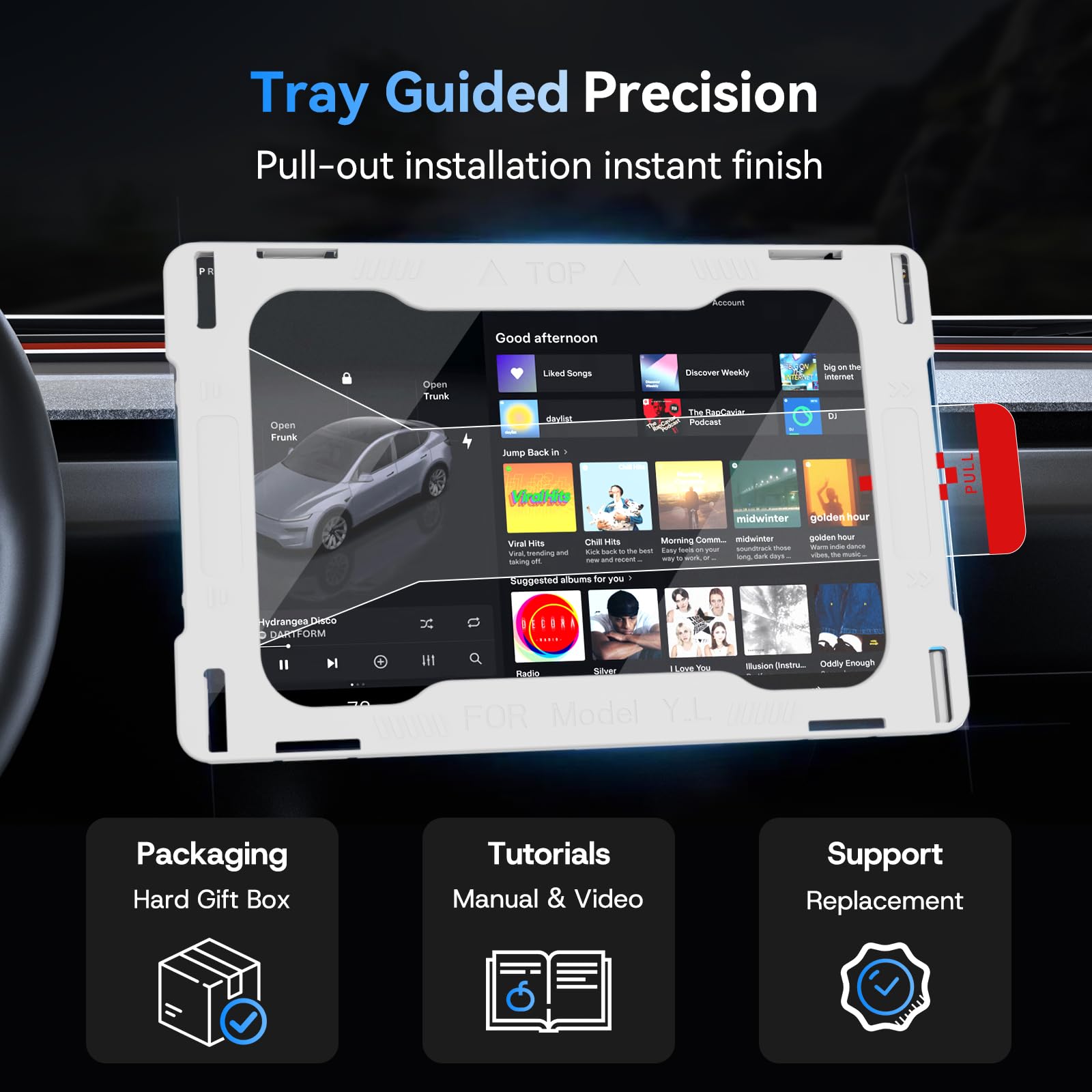 8" Rear Screen Protector for Tesla Model Y Juniper/Model 3 Highland, [HD & No-edge Gaps & 9H] Tempered Glass Screen Protector with Alignment Frame for Tesla Model 3/Y Accessories, Glossy