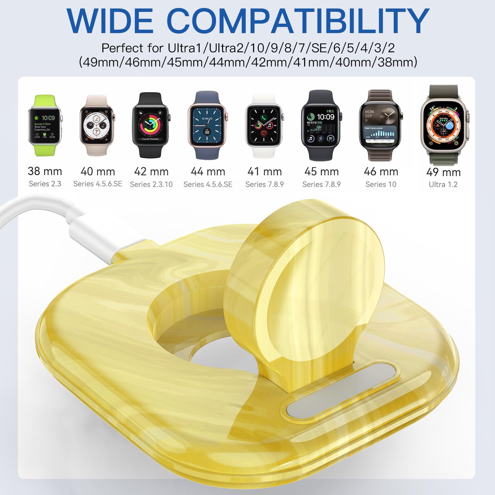 for Apple Watch Magnetic Charging Dock - Fast Magnetic Charger Stand, Compatible with Apple Watch Series 2/3/4/5/6/7/8/9/10/Ultra 1 2, Supports Nightstand Mode, Portable Design for Travel