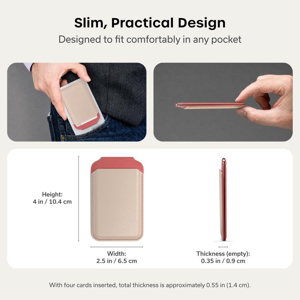 Satechi Magnetic Magsafe Wallet, Double Flap Stand Card Holder, 4 Slots with Front NFC Pass-Through, Adjustable Phone Attachment for iPhone 17/16/15/14/13/12, Travel Accessory