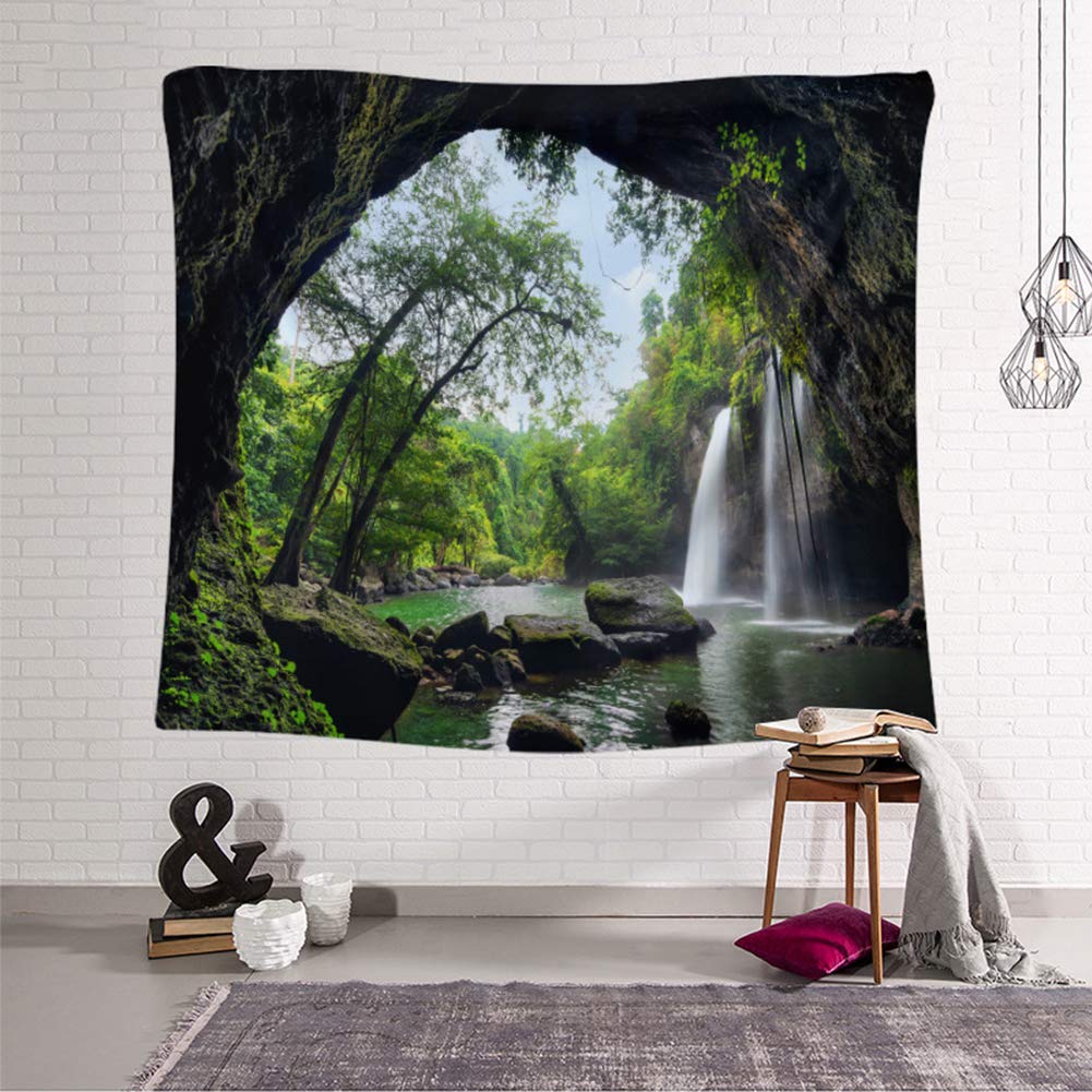 Llamazing Forest Landscape Home Decor - Living Room & Bedroom Magic Tapestry (Sunlight&Creek, 60''L51''W)