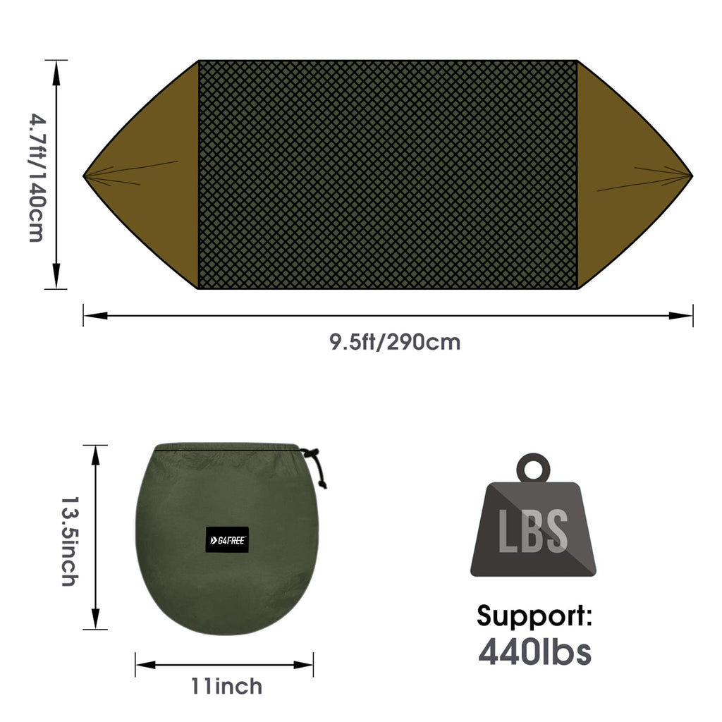 G4Free Large Camping Hammock with Mosquito Net and Rain Fly- 2 Person Portable Hammock with Bug Net and Tent Tarp for Outdoor Hiking Camping Backpacking Travel