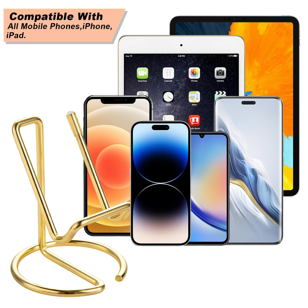 ROPOSY Cell Phone Stand for Desk, Cute Metal Black Cell Phone Stand Holder Desk Accessories, Compatible with All Mobile Phones, iPhone, iPad