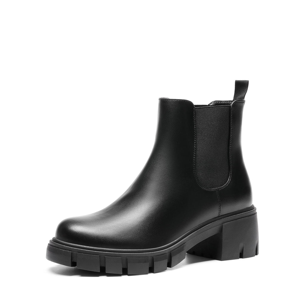 DREAM PAIRS Women's Elastic Chelsea Ankle Boots Platform Low Chunky Block Heel Lug Sole Slip on Fall Heeled Booties Shoes