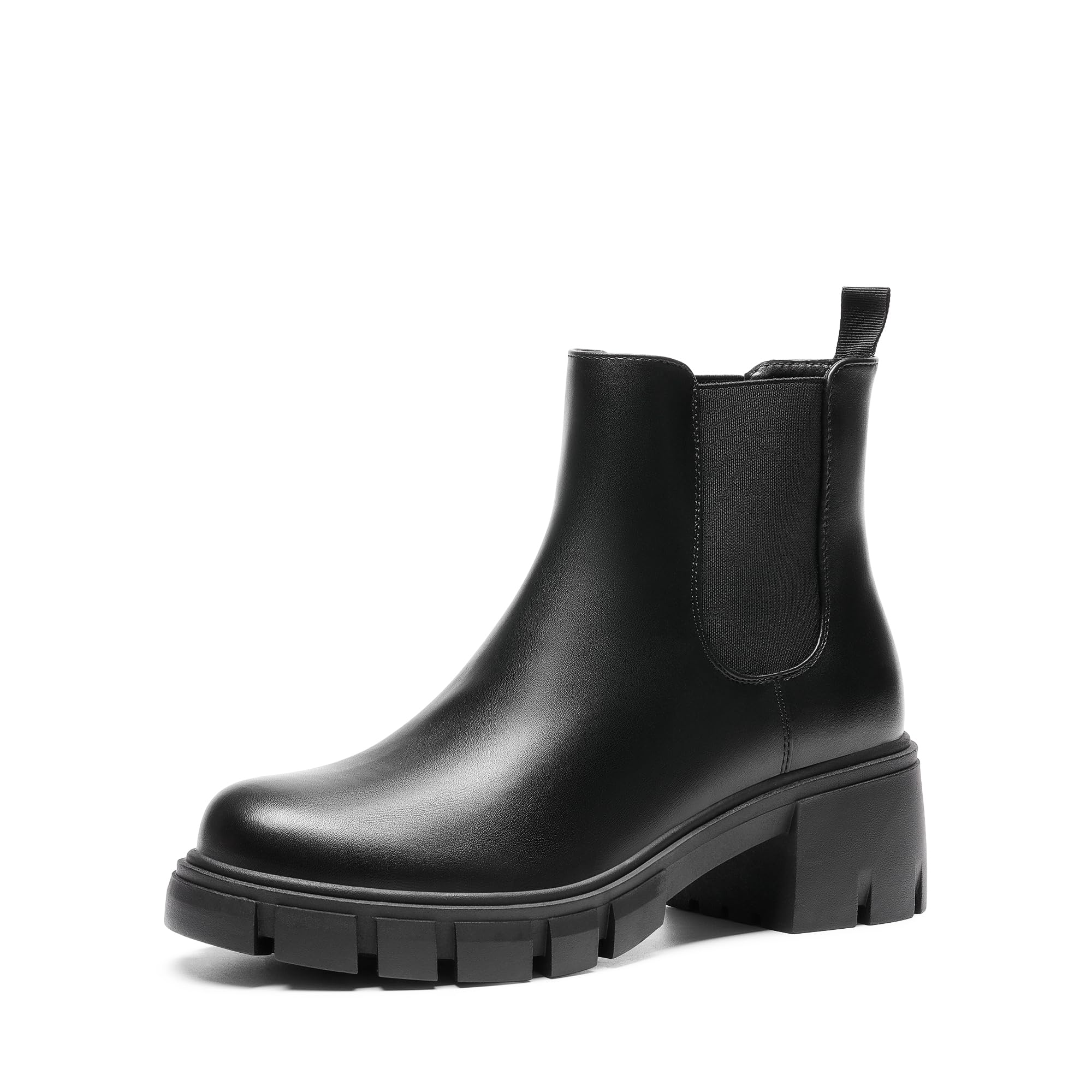 DREAM PAIRS Women's Elastic Chelsea Ankle Boots Platform Low Chunky Block Heel Lug Sole Slip on Fall Heeled Booties Shoes