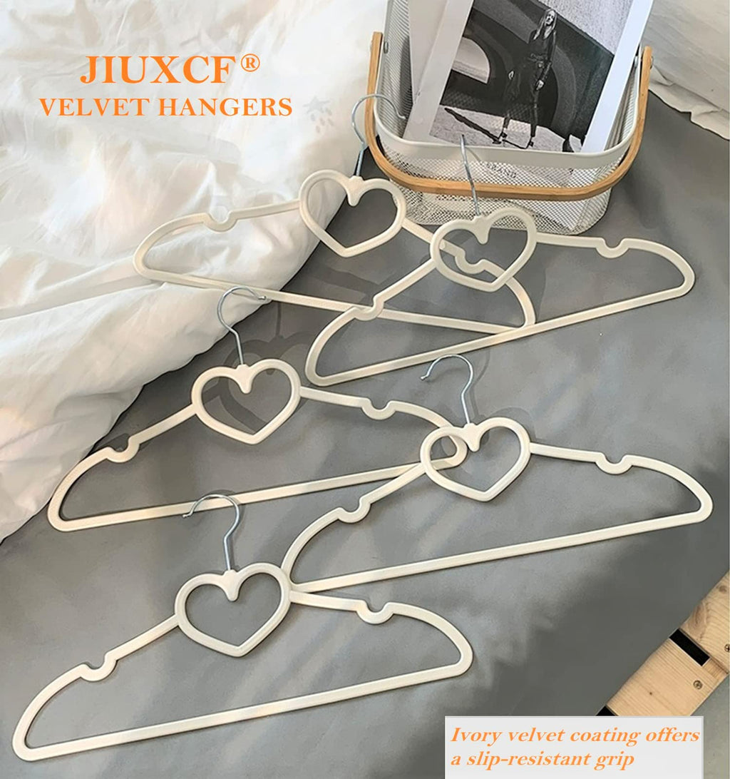 Velvet Hangers 20 Pack,16 Inch Non Slip Adult Heart Hanger (Black) | 360° Swivel Hooks, Cascade Design, Space Saving