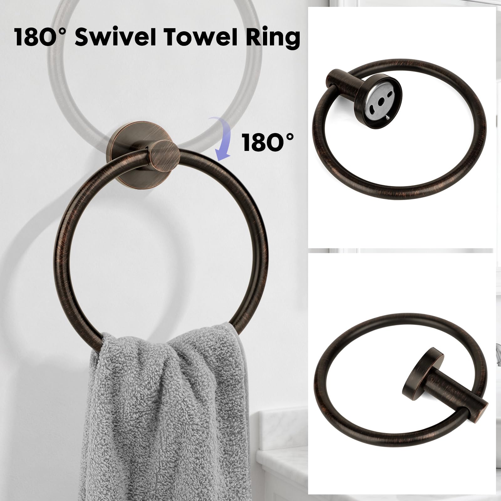 Brushed Gold Bathroom Hardware Accessories Set 5 Piece, Stainless Steel Bath Towel Bar Set 24 Inch,Toilet Paper Holder,Towel Ring Holder,Towel Rack Set,Gold Bathroom Accessories Kit