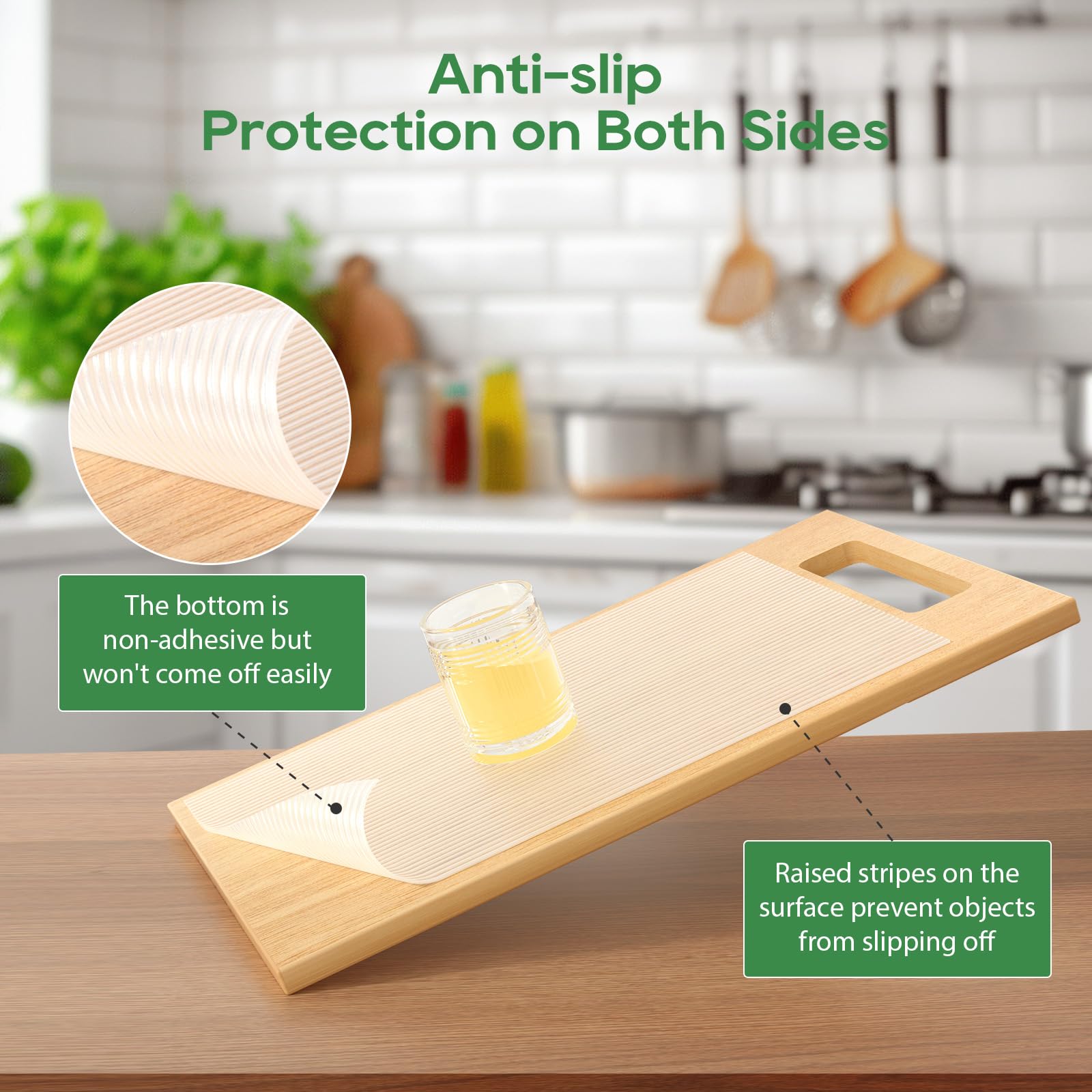 Anoak Shelf Liner Cabinet Liner, Non Adhesive Drawer Liner, Washable 12 Inch x 10 FT(120 Inch) Waterproof Durable Non-Slip Shelf Liner for Kitchen, Drawer, Refrigerator Stripe Clear