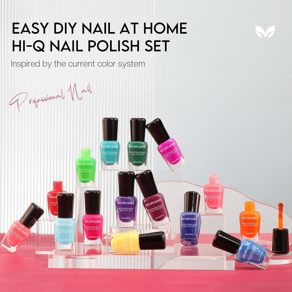 Morovan 15 Bright Color 0.27oz Air Quick Dry Long Lasting Nail Polish Gift Set for Women