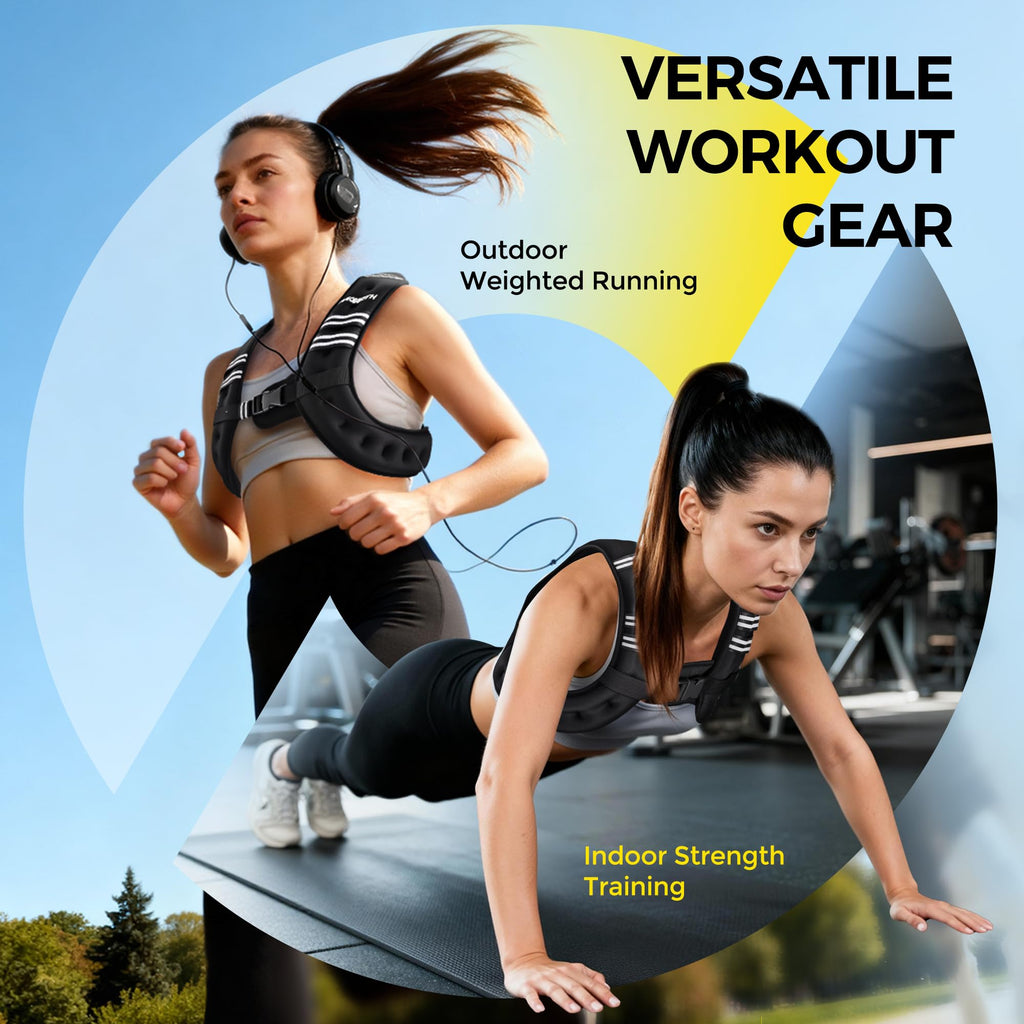 PACEARTH Weighted Vest,6lb/8lb/10lb/12lb/16lb/20lb/25lb/30lb Weight Vest with Reflective Stripe, Body Weight Vests for Women, Men, Weight Loss Workout, Strength Training, Running, Walking, Jogging