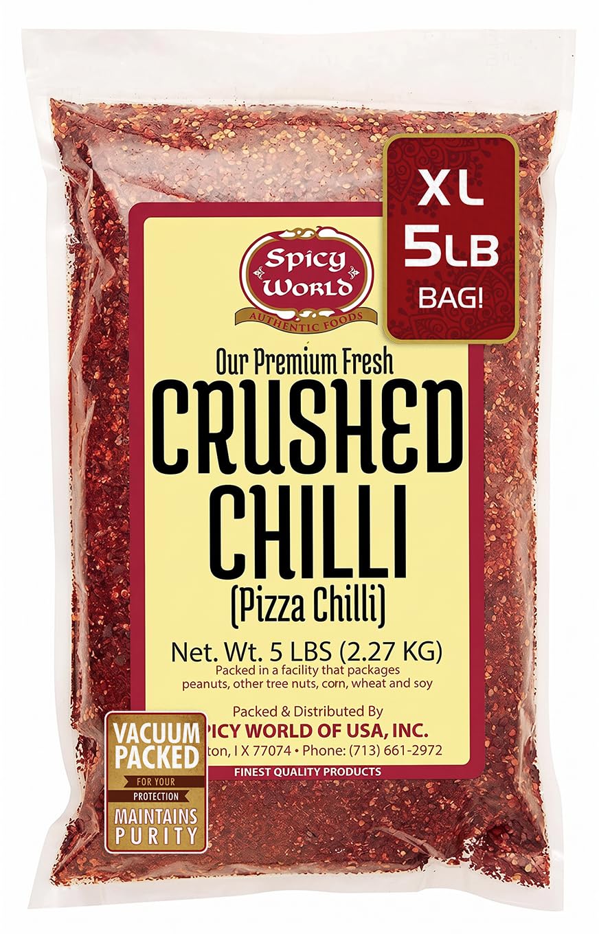 Crushed Red Pepper Flakes 5 Pound Bulk Value Pack - Chili Flakes - by Spicy World