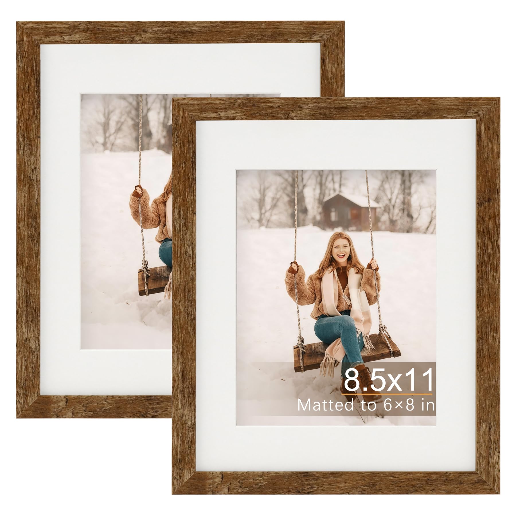 TOFOREVO Picture Frames 4x4 Set of 2 Black Wood Grain Photo Frame for Gallery Wall Mounting or Tabletop Display