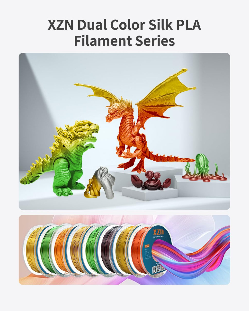 PLA Filament 1.75mm, 3D Printer Filament 1kg Spool (2.2lbs), Neatly Wound, +/- 0.02mm Precision, No Clog/Bubble, Excellent Layer Adhesion, Fits Most FDM Printers, Apple Green