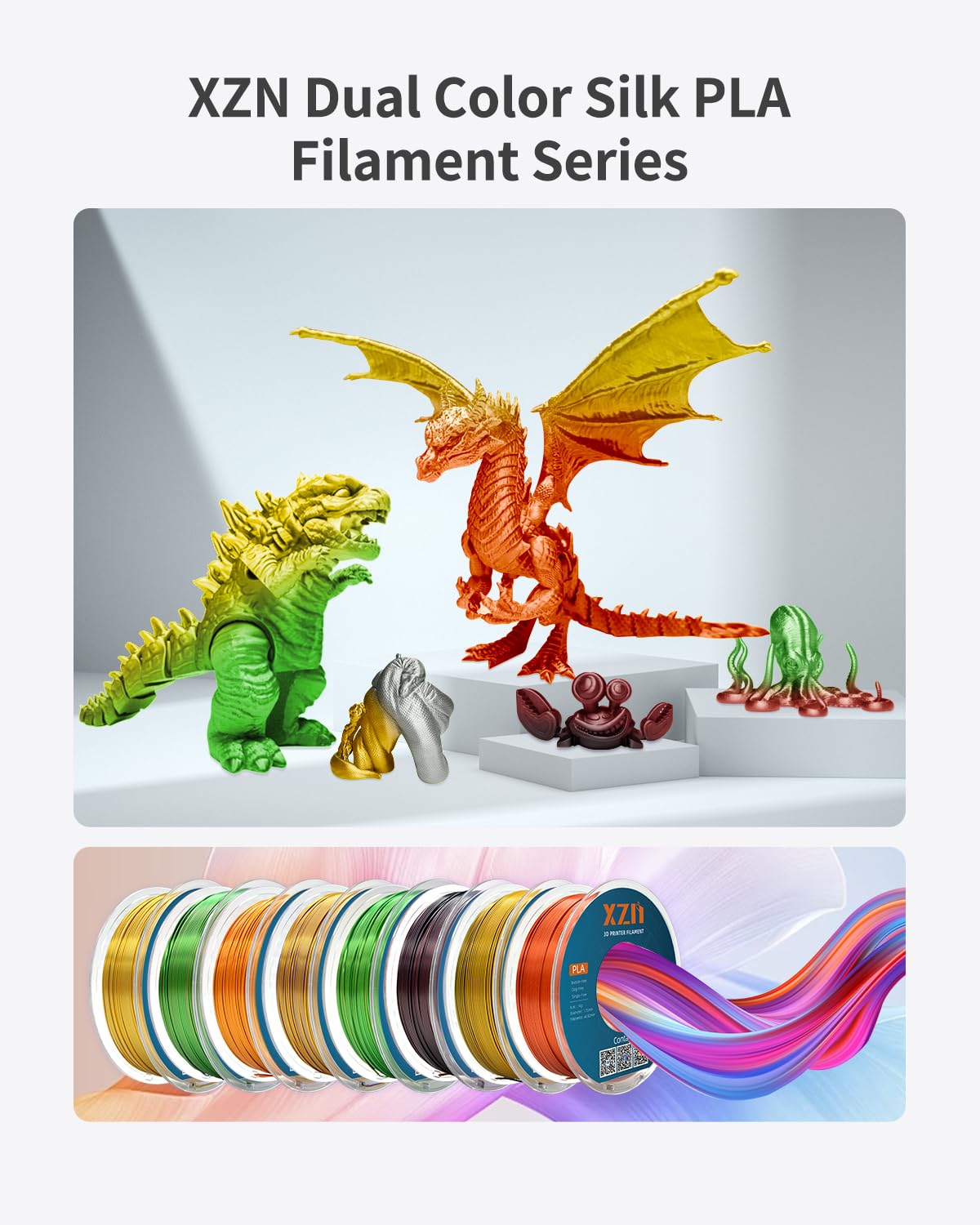 PLA Filament 1.75mm, 3D Printer Filament 1kg Spool (2.2lbs), Neatly Wound, +/- 0.02mm Precision, No Clog/Bubble, Excellent Layer Adhesion, Fits Most FDM Printers, Apple Green