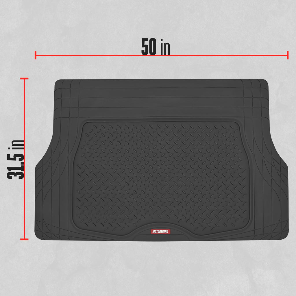 Motor Trend FlexTough™ Heavy Duty Rubber Black Car Floor Mats All Weather & Jumbo SUV Cargo Liner Full Set - Universal Trim to Fit Automotive Floor Mats & Trunk Mats for Cars Interior Accessories