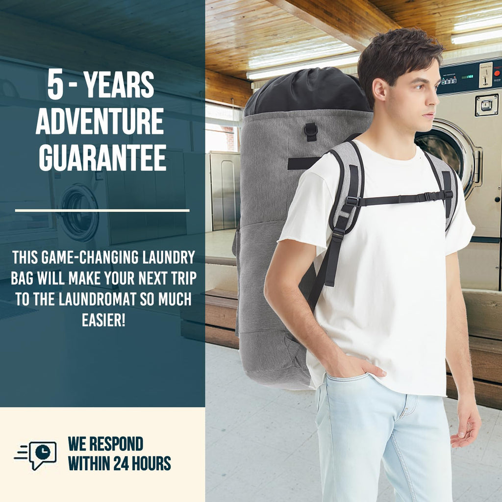 Laundry Bag Extra Large 115L, Laundry Backpack Bag, Laundry Bags Extra Large Heavy Duty, Laundry Bag with Straps, Clothes Hamper Bags with 4 Pockets, College Laundromat Backpack for Dorm Room