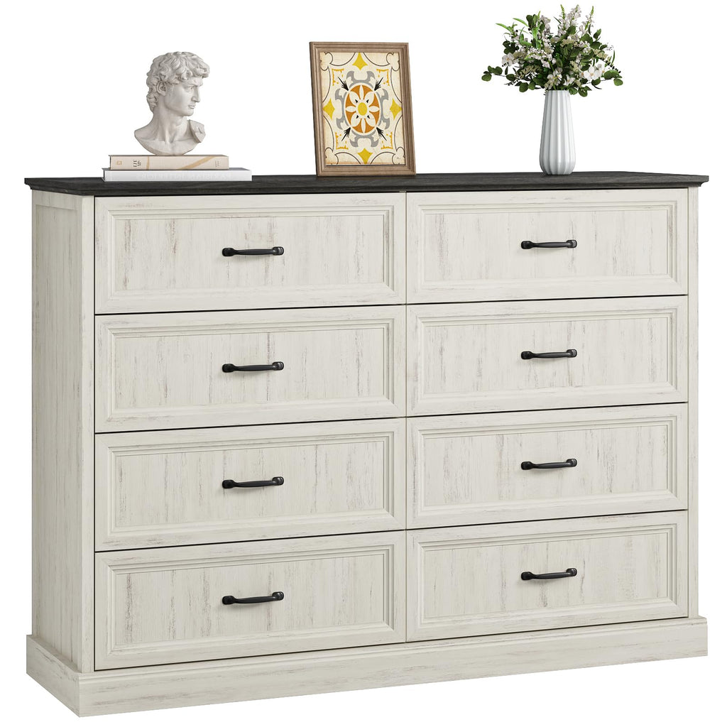 Farmhouse 5 Drawers Dresser for Bedroom, 44" Tall Brown dresser Wood Rustic Chest of Drawers with Wide Metal Handle,Natural Texture,Drawer Organizer for Bedroom,Living Room,Hallway and Entryway