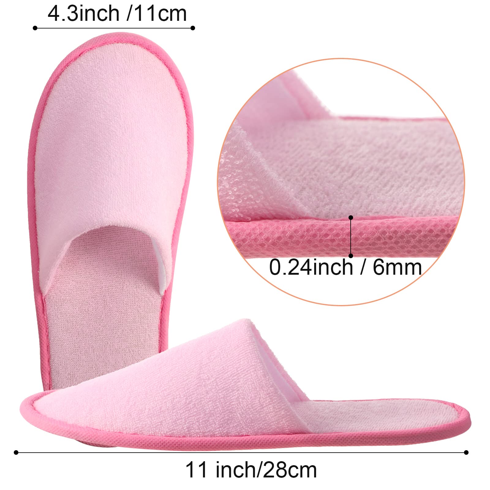 Geyoga 24 Pairs Disposable Slippers for Guests Bulk 2 Size Cotton Soft Spa Hotel House Slippers for Women Men Wedding Party Shoeless Home Indoor Travel