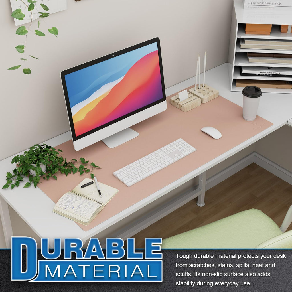 K KNODEL Small Office Leather Desk Mat, Mouse and Keyboard Pad, Computer and Laptop Mat, Desktop Protector and Cover, Writing Pad and Blotter (23.6"x13.8", Black)