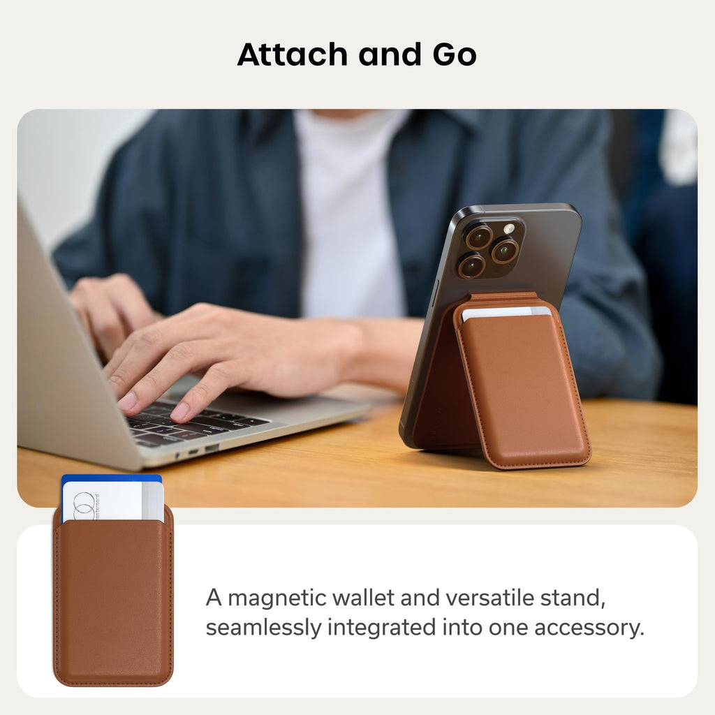 Satechi Magnetic Magsafe Wallet, Double Flap Stand Card Holder, 4 Slots with Front NFC Pass-Through, Adjustable Phone Attachment for iPhone 17/16/15/14/13/12, Travel Accessory