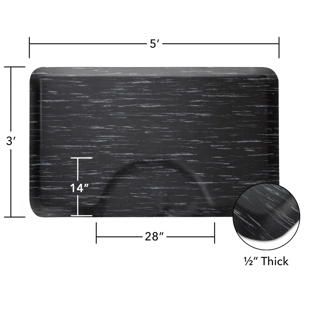 Saloniture 3 ft. x 5 ft. Salon & Barber Shop Chair Anti-Fatigue Floor Mat - Black Rectangle - 1/2 in. Thick