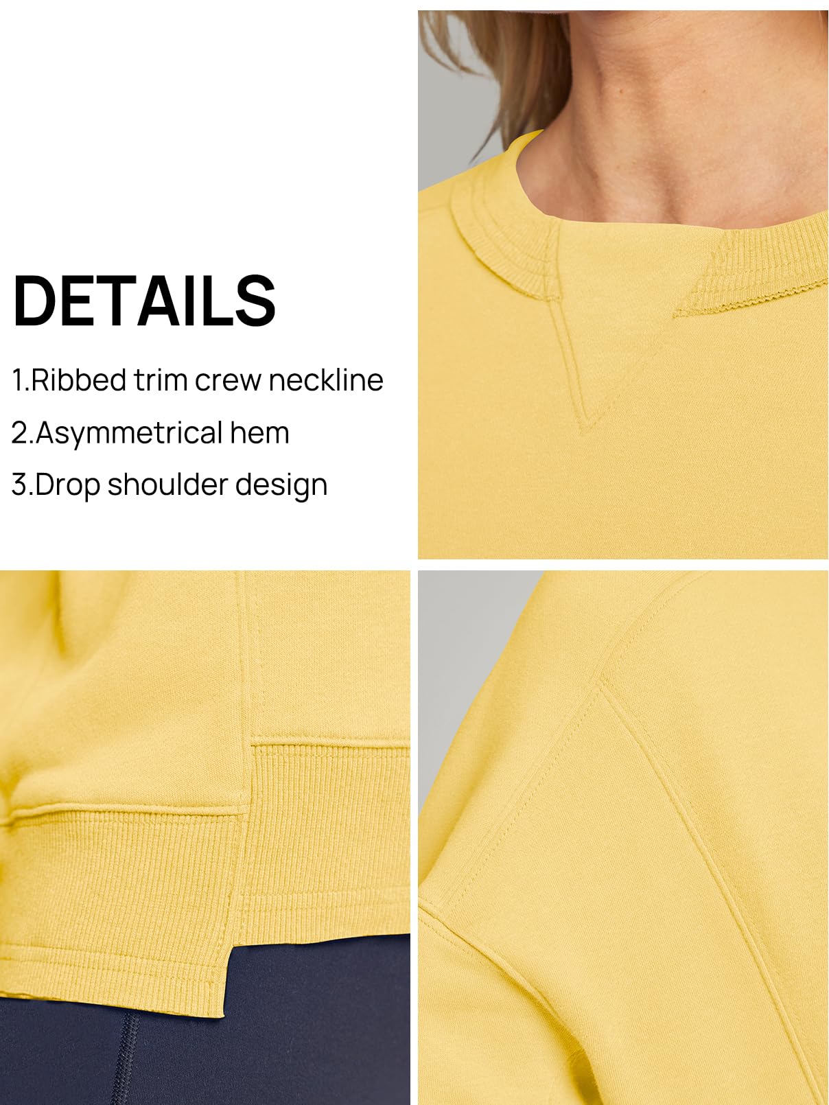 MEROKEETY Women's Oversized Cropped Sweatshirts Crewneck Trendy Workout Pullover Sweater Fall Outfits