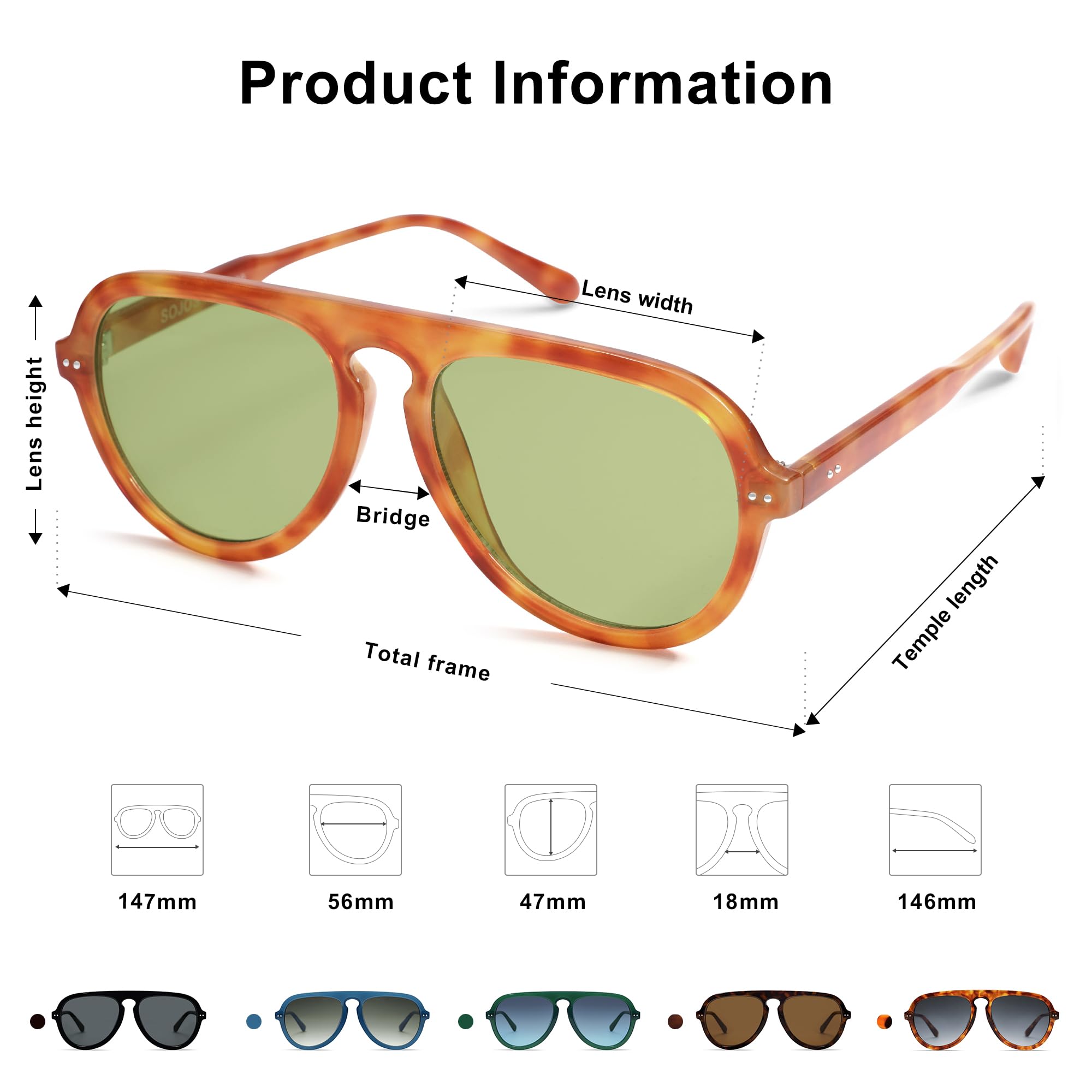 SOJOS Retro Aviator Sunglasses Womens Mens Vintage Plastic Frame Shades Lentes De Sol Para Mujer SJ2255