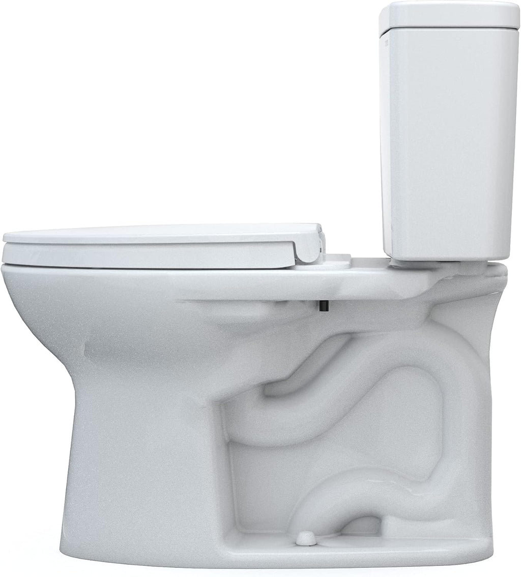 TOTO® Drake® Two-Piece Elongated 1.28 GPF Universal Height TORNADO FLUSH ® Toilet with 10 Inch Rough-In, CEFIONTECT®, and SoftClose® Seat, WASHLET®+ Ready, Cotton White - MS776124CEFG.10#01