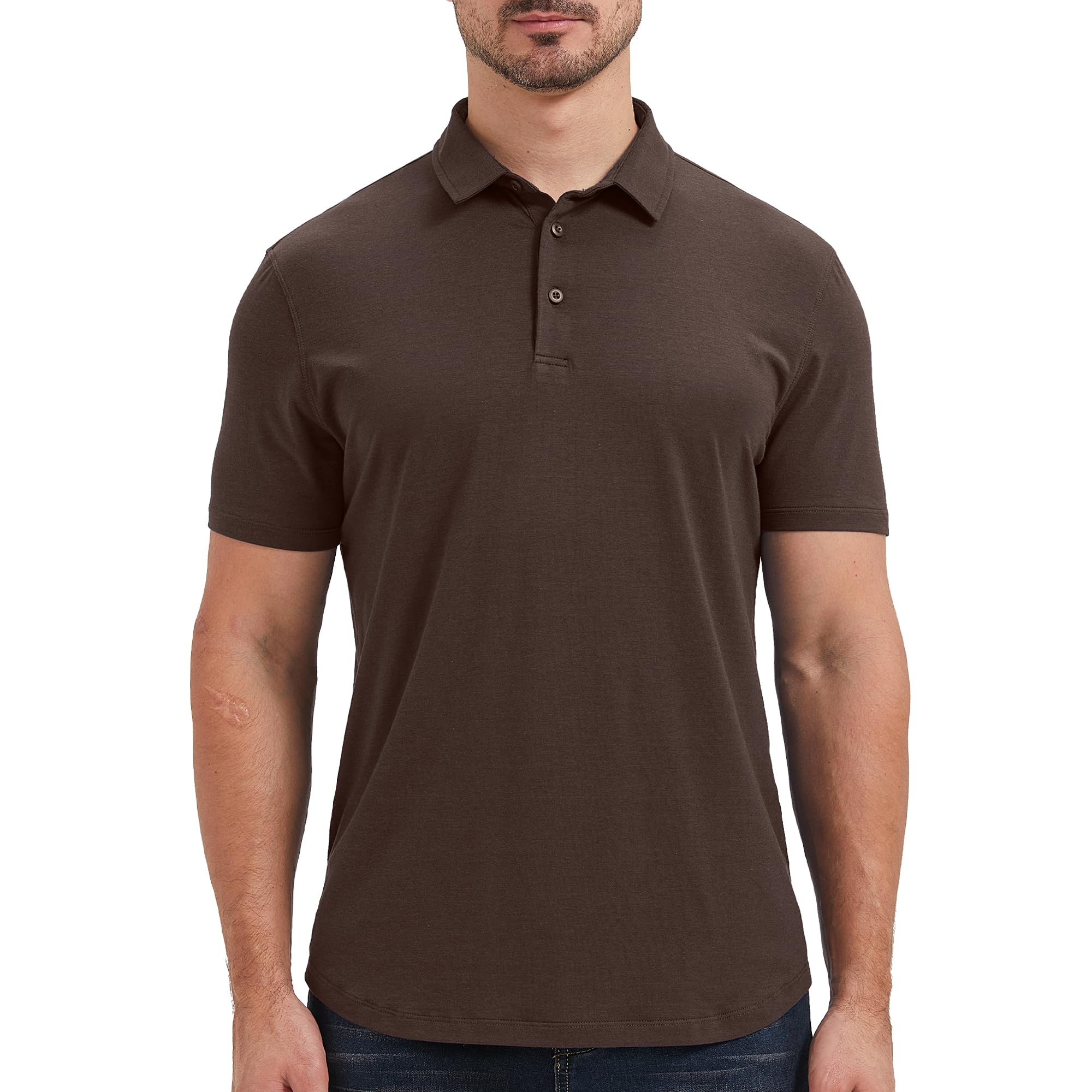 netdraw Mens Lightweight Bamboo Viscose Polo Ultra Soft Curved Hem UPF 50+ Casual Collared Golf Shirt