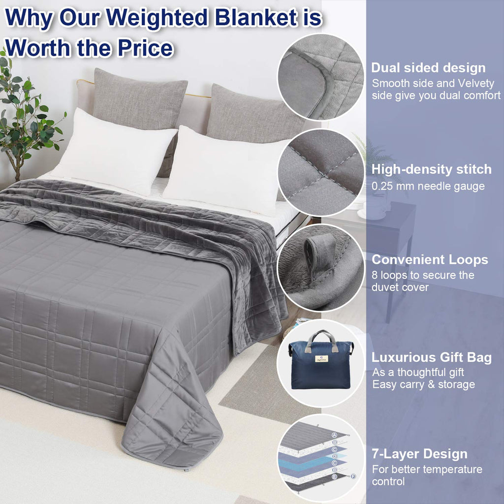 OMYSTYLE Reversible Weighted Blanket 48''x72'' 15lbs for Adults, Warm Short Plush and Cool Tencel Fabric Double-Sided Weighted Blanket for All Season Use - Carry Bag Included