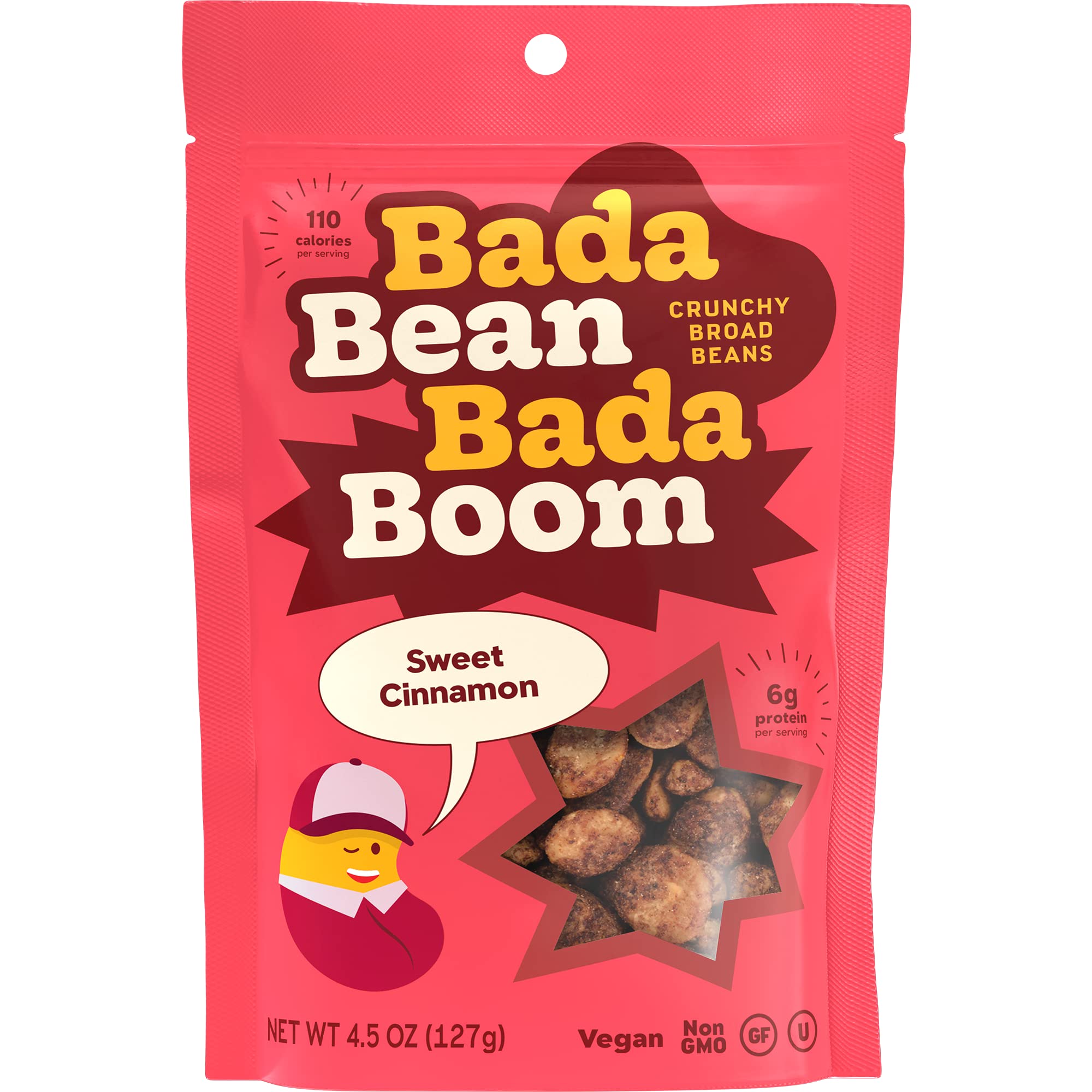 Bada Bean Bada Boom, Crunchy Roasted Broad Bean Snacks (Fava), High Protein, Vegan, Gluten-free - 110 Calorie Packs, Buffalo Wing, 4.5 Ounce (Pack of 6)
