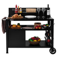 Royal Gourmet PC3404S Rolling Dining Table with Trash Bag Holder, Outdoor Garden Patio BBQ Kitchen Food Prep Table Cart, 34"L x 20"W Stainless Steel Tabletop, Silver & Black