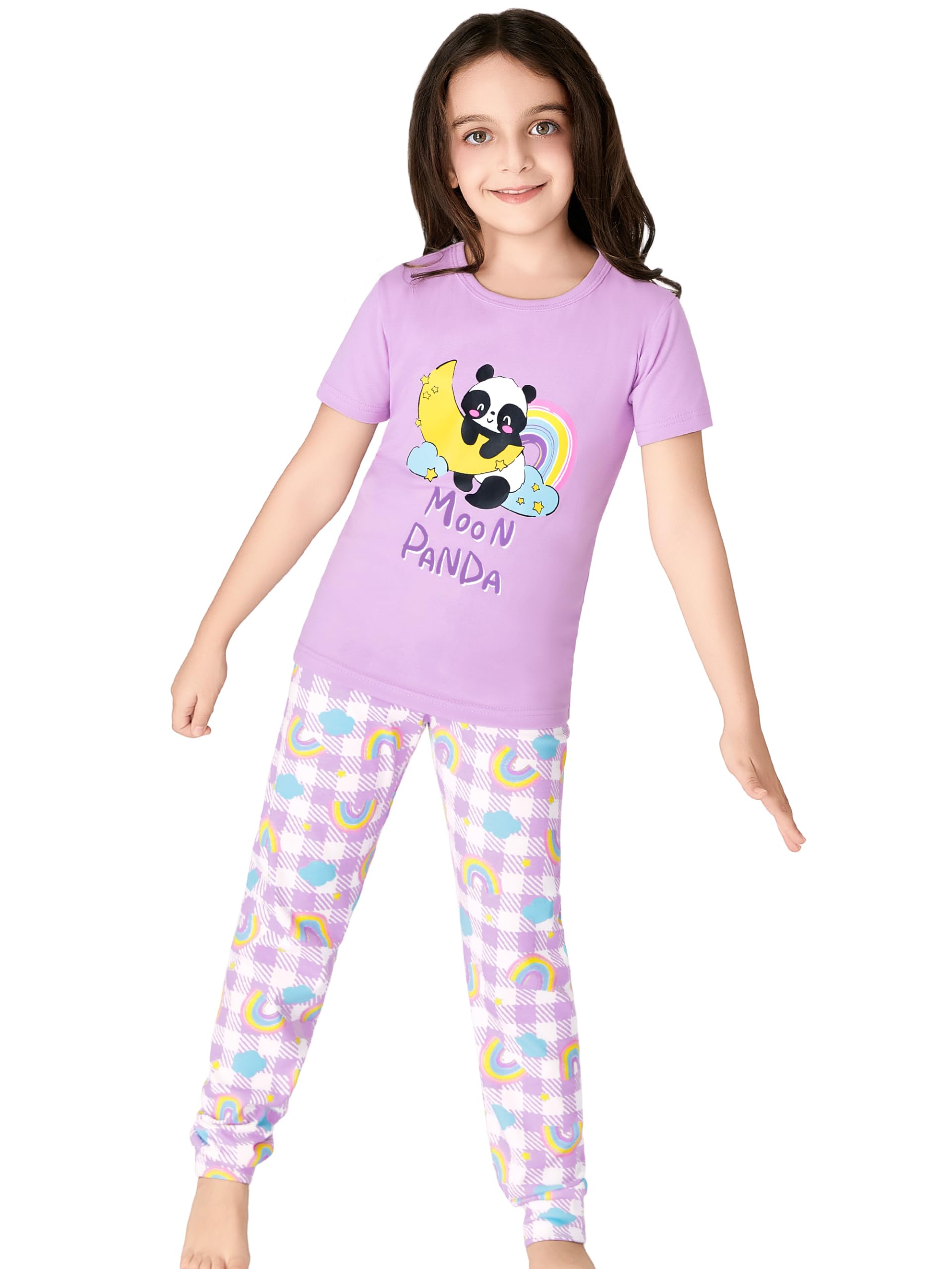 Topgal Little & Big Girls Cotton Knit Pajama 3-Piece Shorts Pants Summer PJ Set Size 4-14