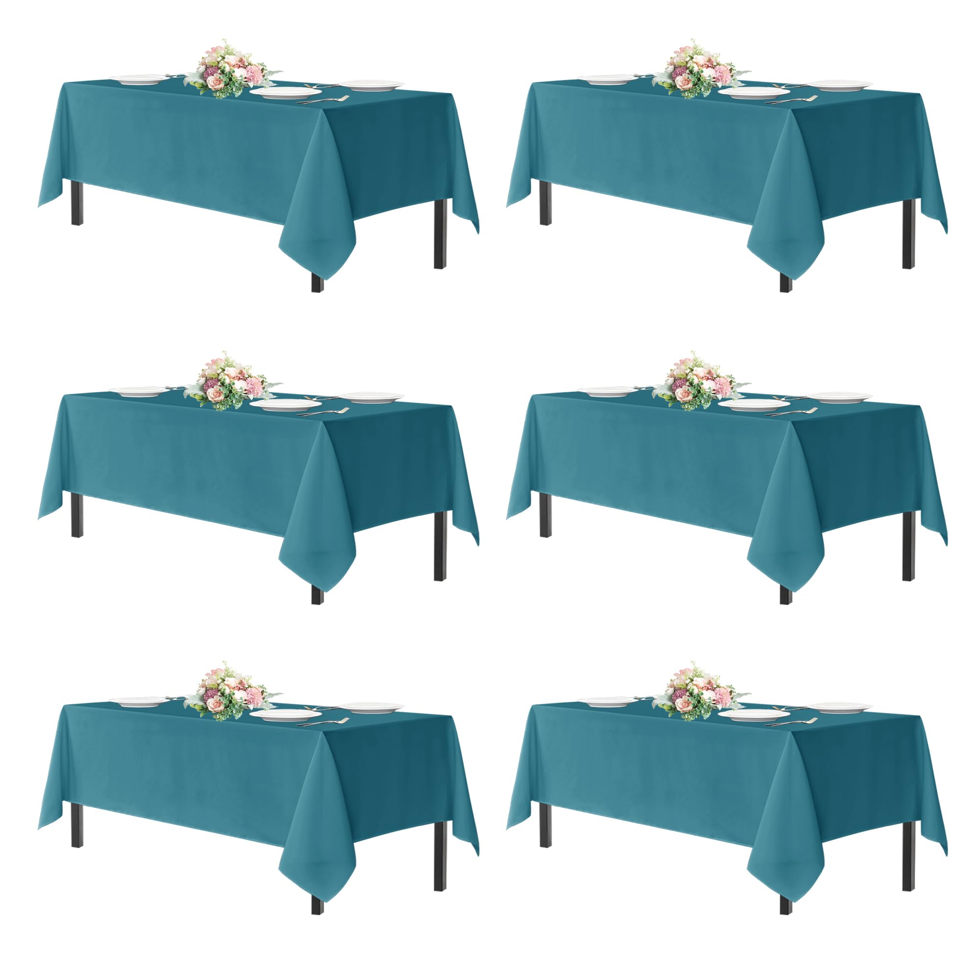 sancua Rectangle Tablecloths for 4ft Tables, 6 Pack - 60x84 Inch - Beige Washable Fabric Cloth Table Cloth for Wedding, Party, Birthday, Banquet, Reusable Polyester Table Covers