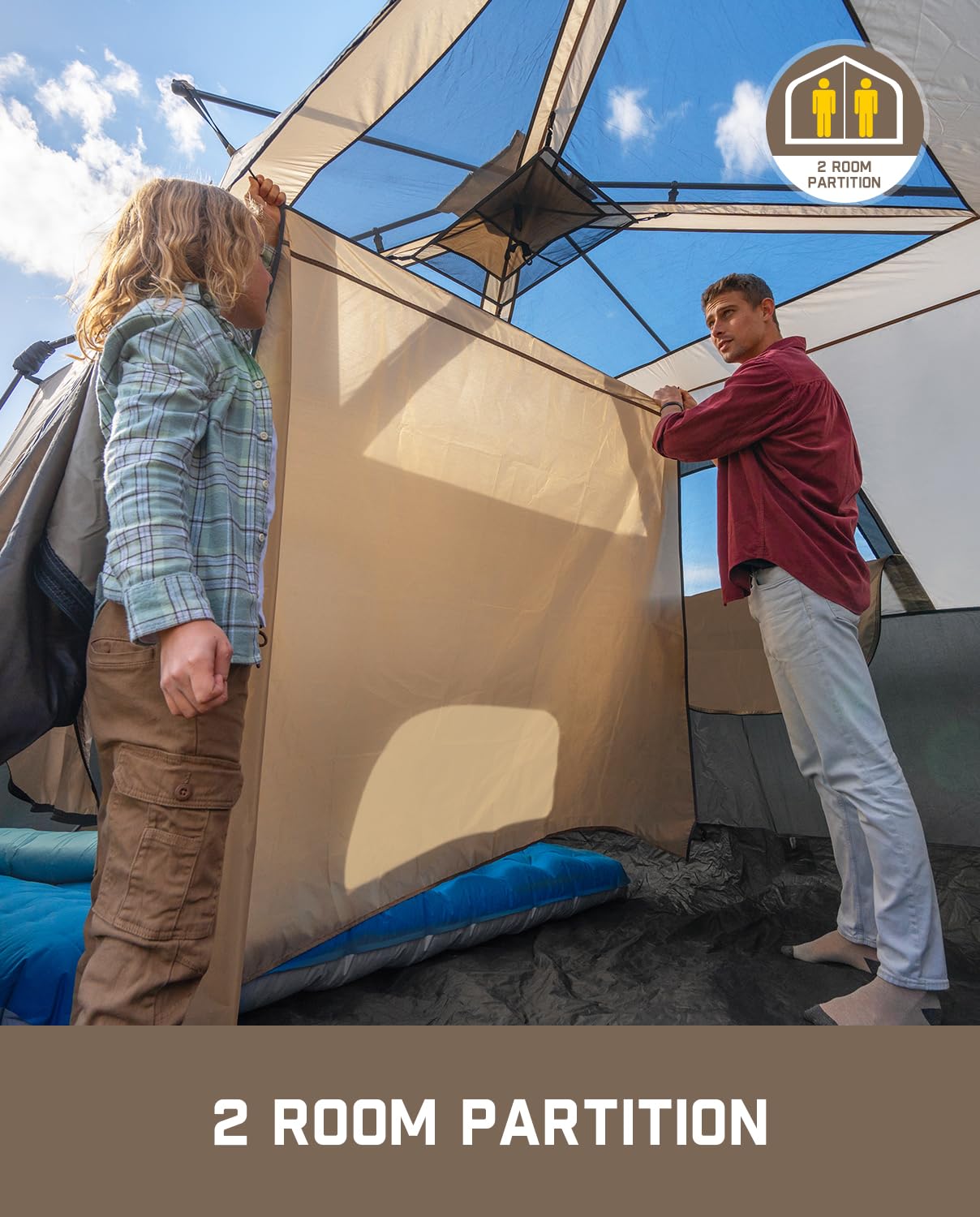 FanttikOutdoor Camping Tent 4/6/8/10 Person Instant Cabin Tent Setup in 60 Seconds with Rainfly & Windproof Portable with Carry Bag for Family Camping & Hiking