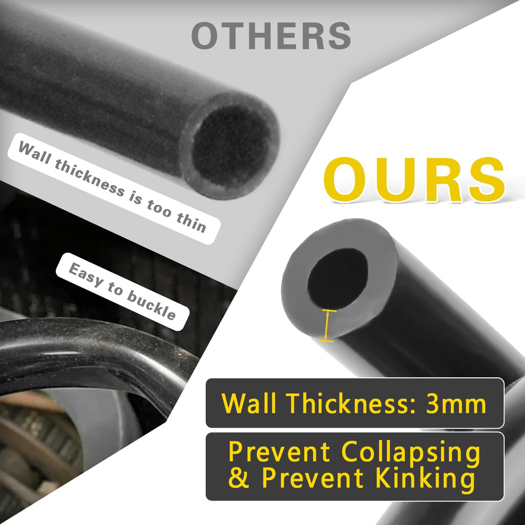 Shineyoo Silicone Vacuum Tubing Hose 6.6 FT, 1/8" 5/32" 1/4" 5/16" 3/8" ID High Performance 130PSI, Engine Automotive Vacuum Silicone Hose Line 5PCS