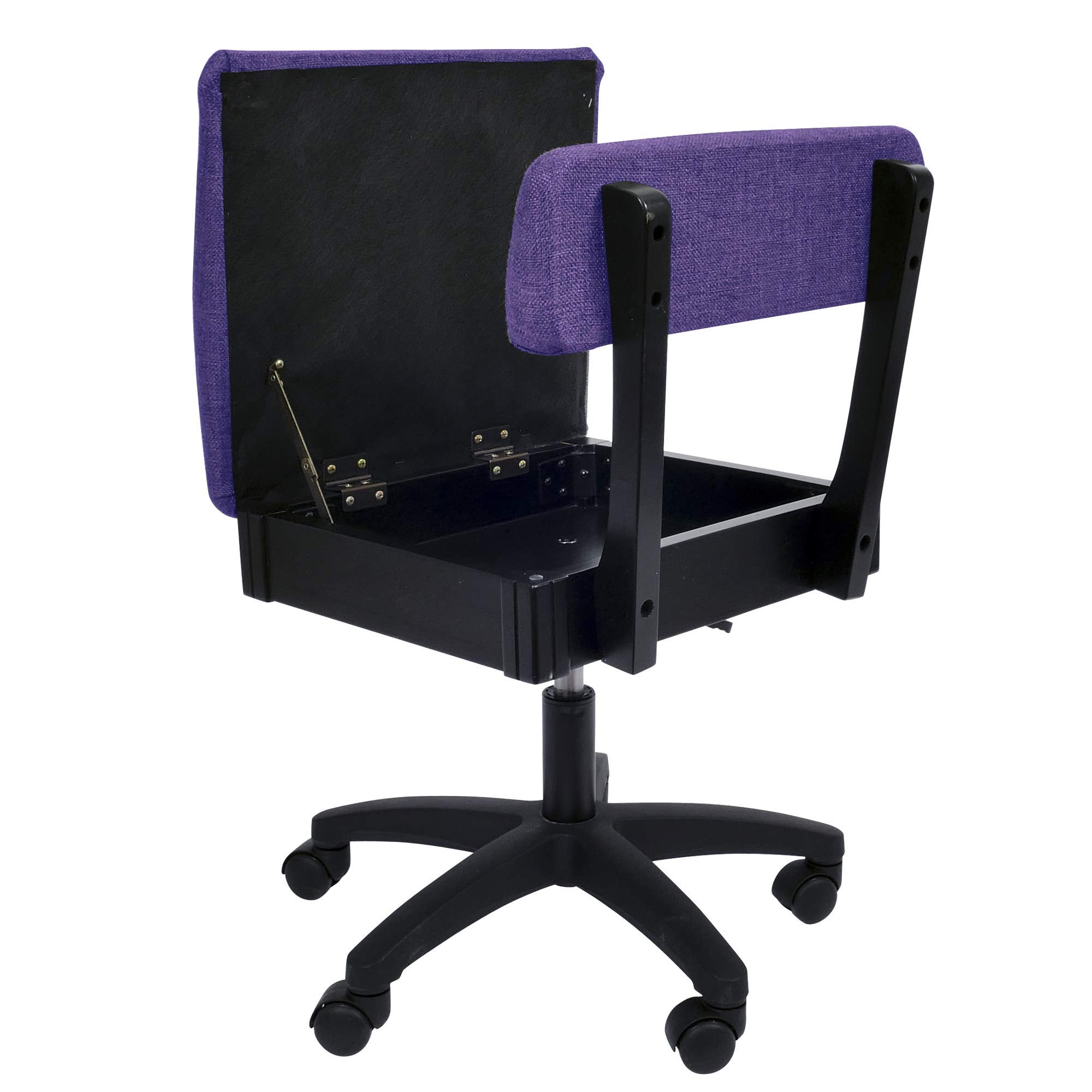 Arrow Sewing H8123 Adjustable Height Hydraulic Sewing and Craft Chair with Under Seat Storage and Solid Fabric, Lady Gray Fabric