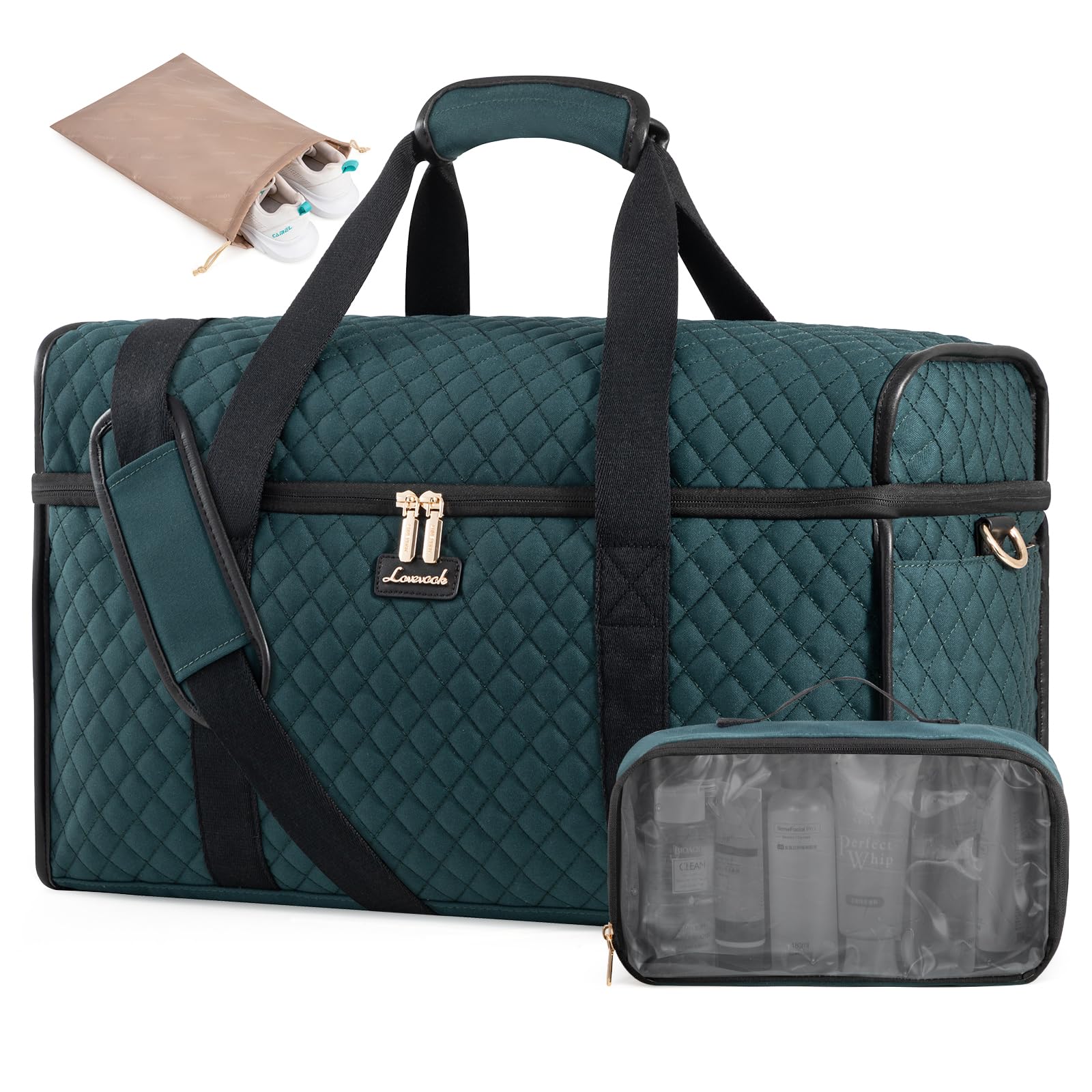 LOVEVOOK Travel Duffle Bag - Weekender & Overnight Bag with Toiletry & Wet Pocket, Carry-On Size, 3pc Set