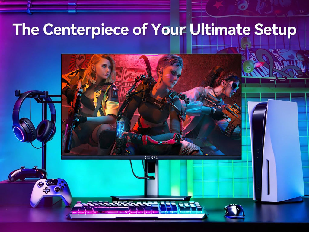 CUNPU 24 Inch 1080P 200Hz Gaming Monitor, FHD Fast IPS Panel, 124% sRGB 1ms HDR Zero-Frame Computer Monitor, Built-in Speaker, HDMI 2.1, DisplayPort 1.4, FreeSync & G-Sync, Tilt, VESA, Eye Care