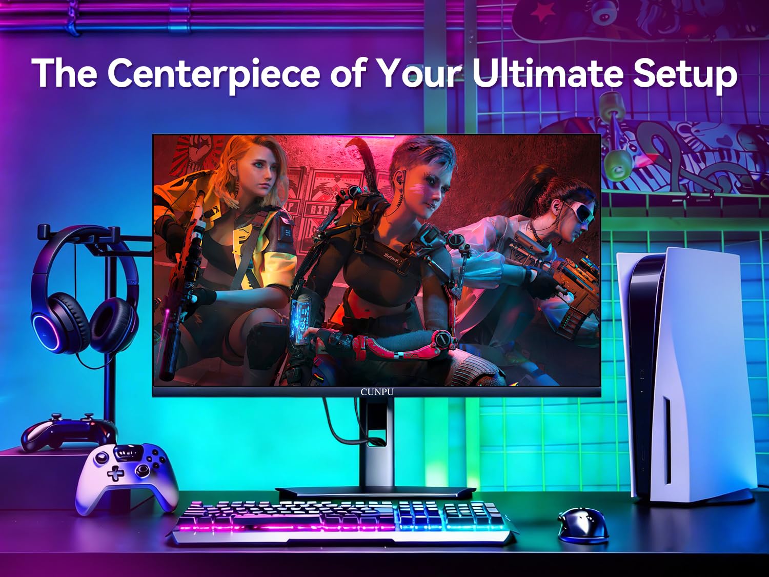 CUNPU 24 Inch 1080P 200Hz Gaming Monitor, FHD Fast IPS Panel, 124% sRGB 1ms HDR Zero-Frame Computer Monitor, Built-in Speaker, HDMI 2.1, DisplayPort 1.4, FreeSync & G-Sync, Tilt, VESA, Eye Care