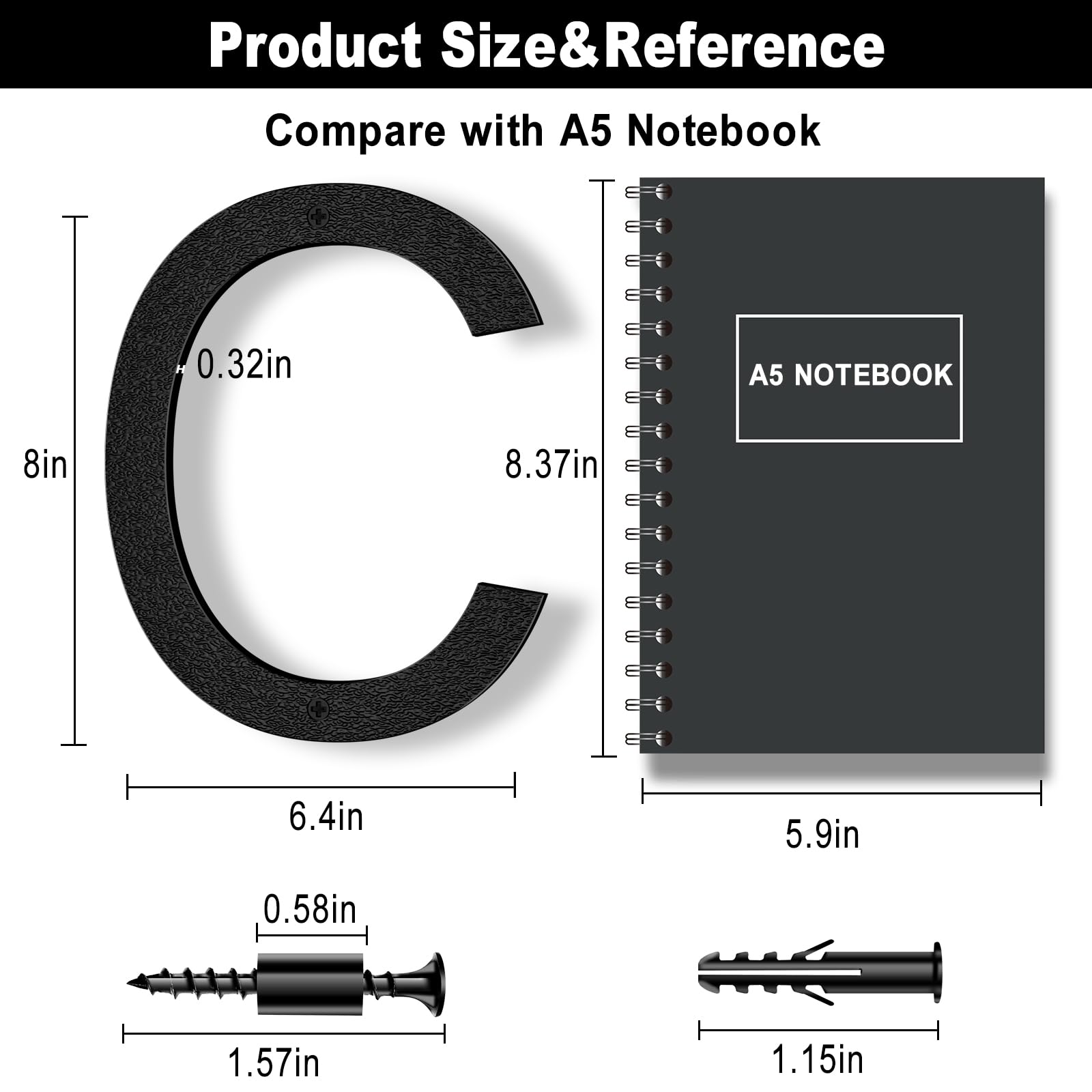 8 Inch Black Floating Arrow Signs, Modern Outdoor Plastic Directional Signs for Wall Yard Street