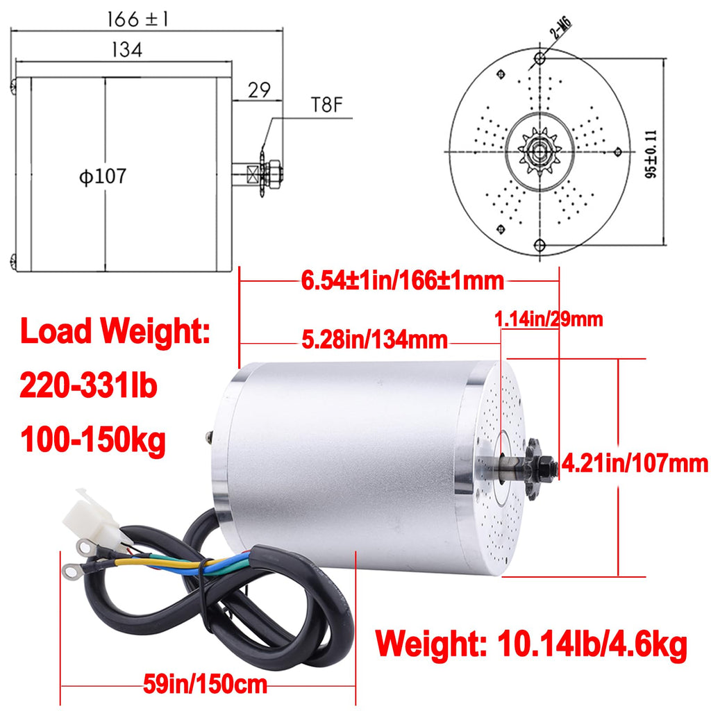 36V Motor Kit 1000W Electric Brushless DC Motor Kit 5.7N.M Go Kart Electric Motor 3100RPM Electric Dirt Bike Motor No Bracket BLDC Motor for Electric Scooter Ebike Controller Ebike Throttle with Key