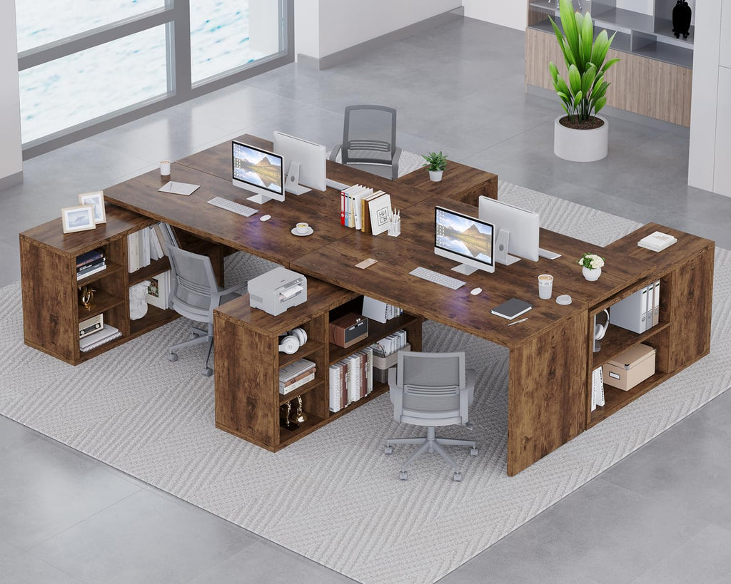 HSH Black L Shaped Computer Desk, Corner Desk with Storage Cabinet Shelves, Reversible Industrial Wood Executive Workstation, L-Shaped Home Office Table for Work Study Writing Gaming, 55 Inch
