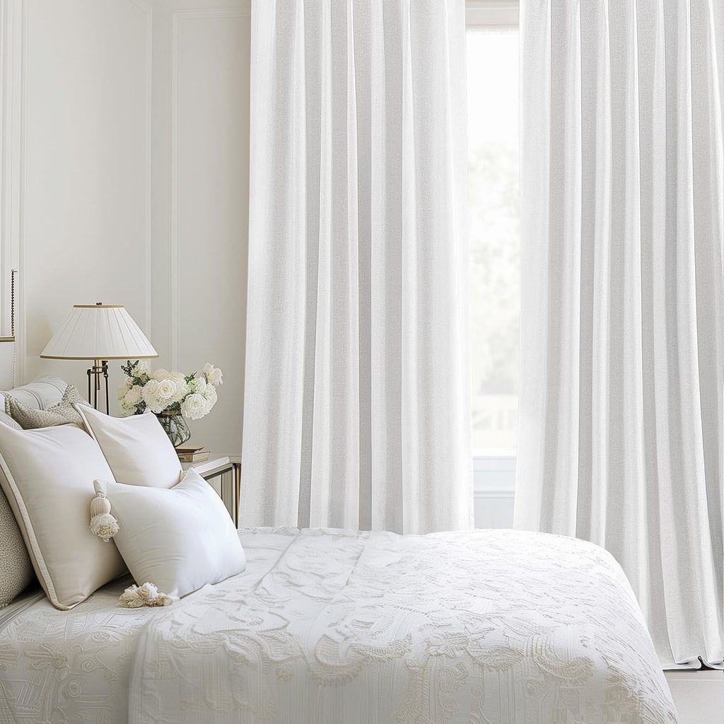 MIULEE Linen Pinch Pleated 100% Blackout Curtains for Bedroom 84 Inch Long 2 Panels Set- Back Tab Track Beige Thermal Insulated Cream Black Out Triple Pleat Room Darkening Drapes with Hooks, Greige