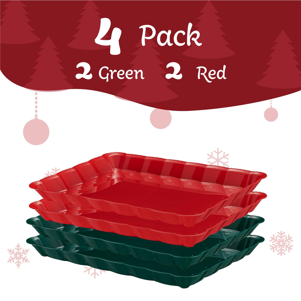 Plasticpro Plastic Serving Trays - Serving Platters Rectangle 9X13 Disposable Party Dish 4 Black Trays