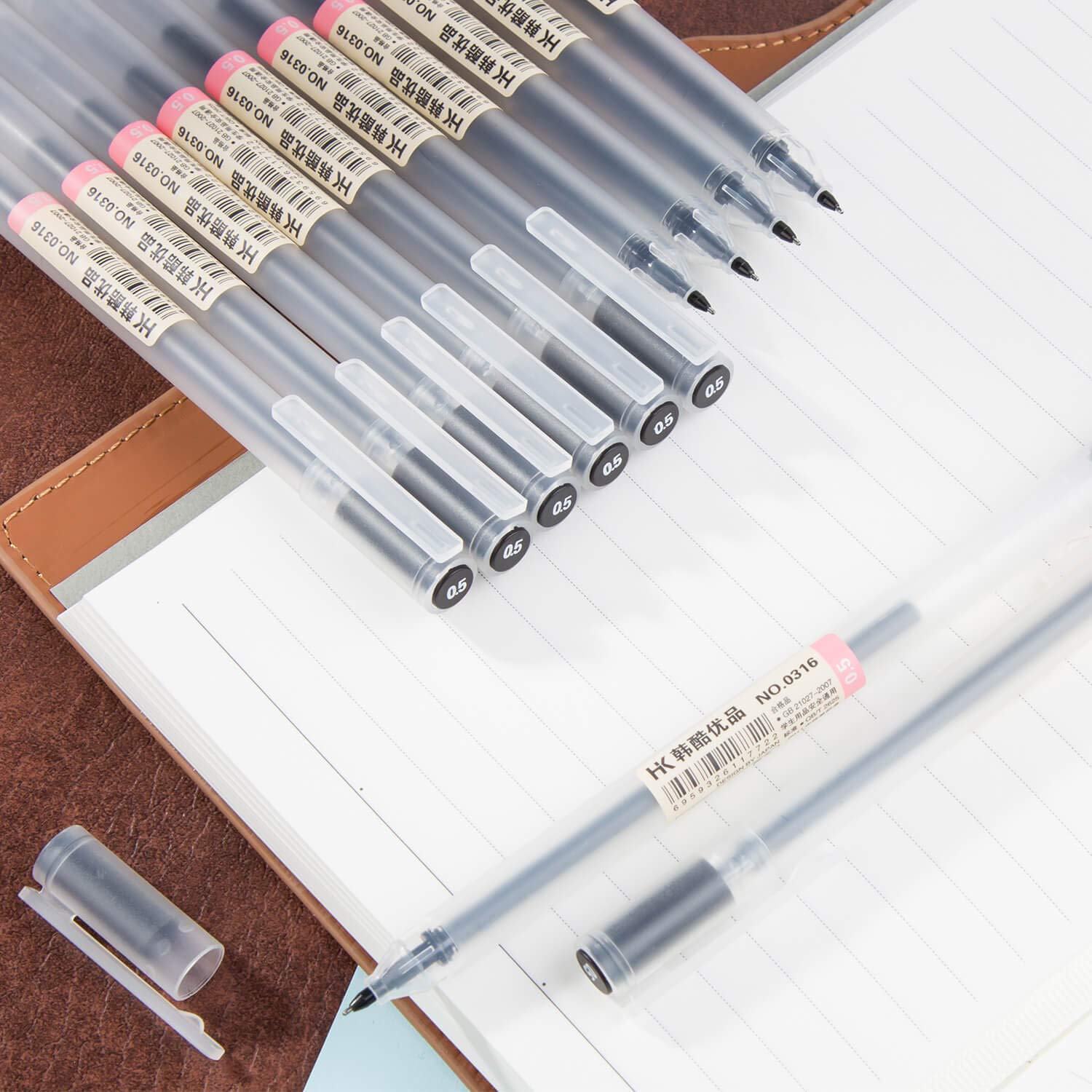 XSG Black Gel Pens[0.5mm]，Extra fine point pens Ballpoint pens For japanese Office School Stationery Supply 12 Packs