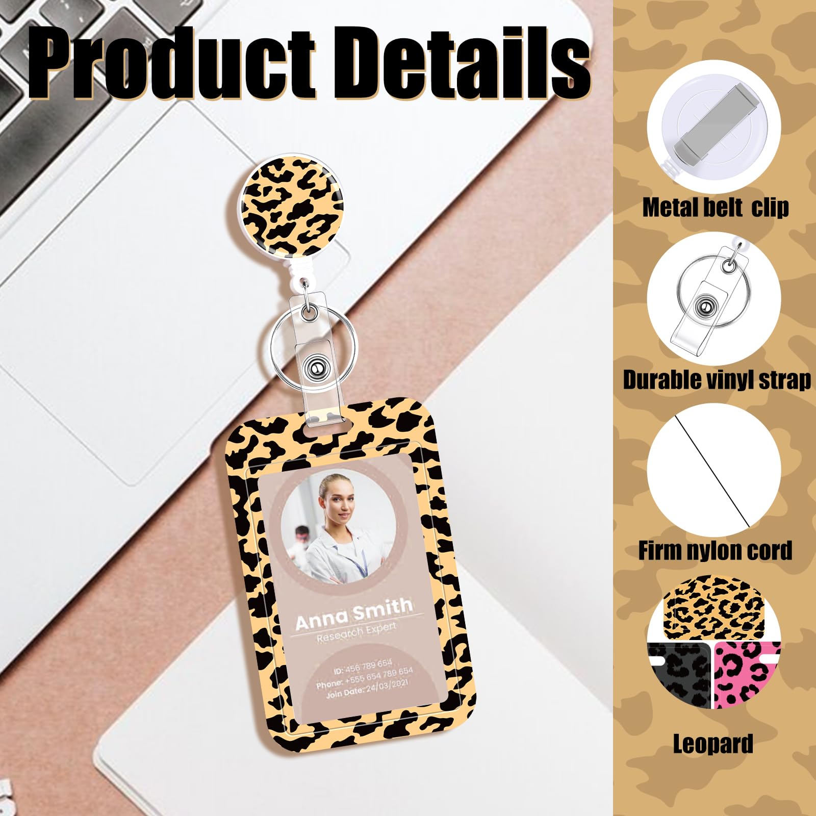 3 Set Badge Holder Retractable Reel Bloom ID Badge Holders with Clip Cute Name Badge Holders for Teacher Nurse Doctor Student Office Workers