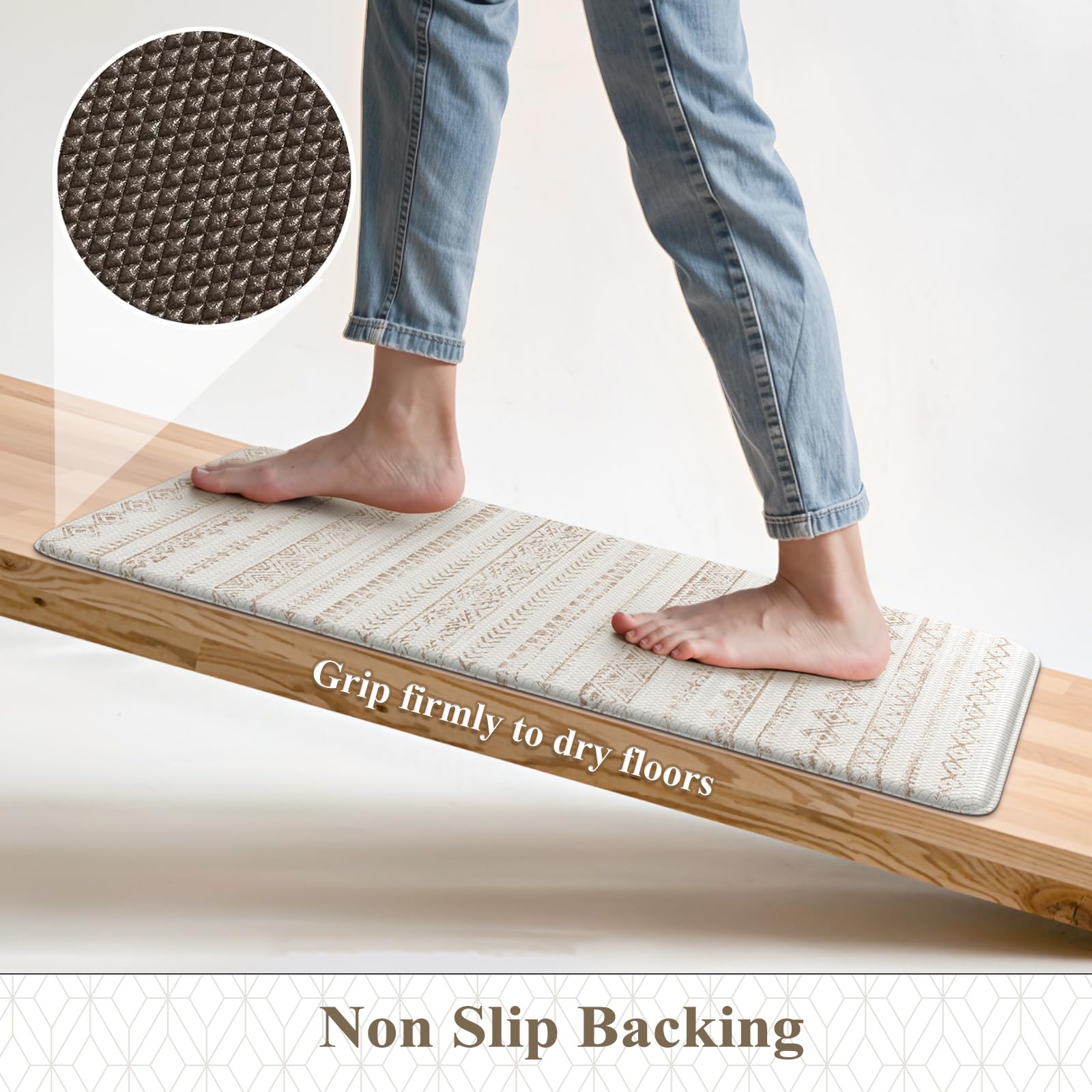 KIMODE Anti Fatigue Kitchen Mats 17"x47"+17"x29", Farmhouse Kitchen Rugs Sets of 2, Cushioned Non Skid Kitchen Mats for Floor, Comfort Kitchen Floor Mats for Sink Laundry Desk Black