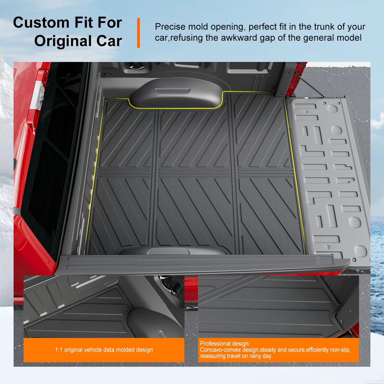 powoq 5.5FT Bed Liner Compatible with 2015-2026 Ford F150 Truck Bed Mat Waterproof Bed Mat TPE Truck Bed Liner Replacement for 2015-2026 Ford F150 Accessories (3-Fold 5.5FT Truck Bed Mat)