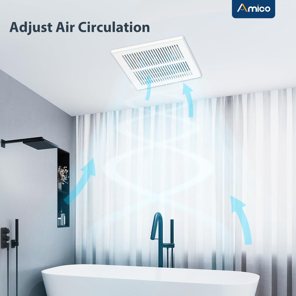 Amico Bathroom Exhaust Fan, 1.0 Sones, 80 CFM, Low Noise, Ceiling Mounted Retrofit Ventilation Fans, 4 Inch Duct, No Attic Access Needed- UL Certified